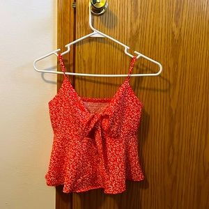 S floral red and white cropped tank